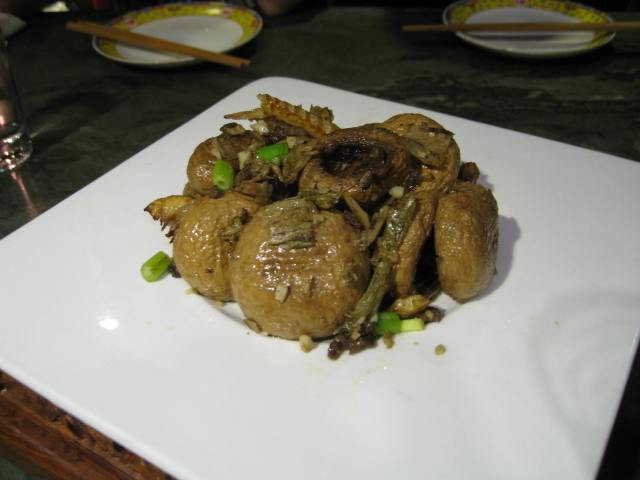 Mushrooms stuffed with stuff including garlic