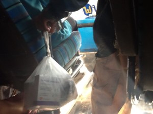 A gentlemen leaving the bus with his Advair