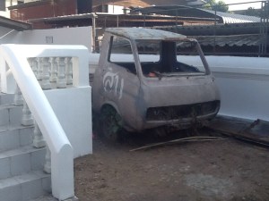 Nothing like parking your rusted truck behind the temple