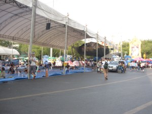 One of the main protest area, mainly just venders