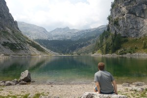 Chris at an alpine lake a couple thousand feet up from Grandma Cuder's